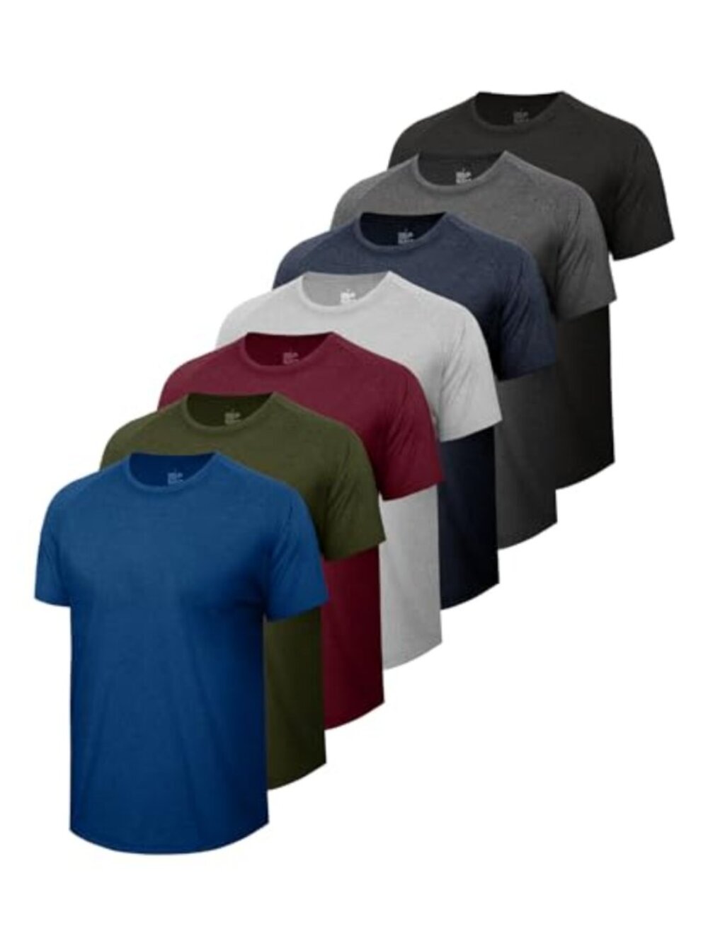 7 Pack Men's Quick Dry Athletic Workout T Shirts Gym Running Crew Neck